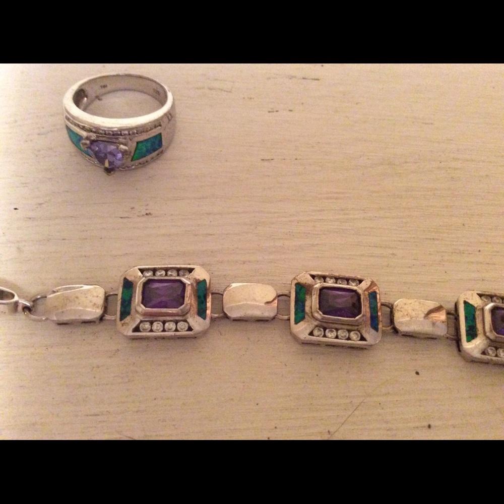 Beautiful Silver and Amethyst Ring and Bracelet